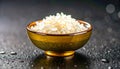Rice Bowl Raw White Rice in Golden Bowl, Healthy Food Royalty Free Stock Photo