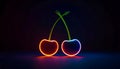 Neon Cherries Glowing, Abstract Fruit Design, Dark Background Royalty Free Stock Photo