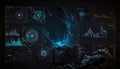 Futuristic Data Analysis Sci-Fi Interface, Charts, and Graphs Royalty Free Stock Photo