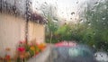 Raindrops on Window Rainy Day, Abstract, Weather, Texture Royalty Free Stock Photo