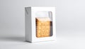Crackers in Box Food Packaging Mockup, White Background Royalty Free Stock Photo