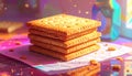 Crackers Stack, Crispy Snack Food, Healthy Eating Concept Royalty Free Stock Photo