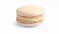 Beige macaron isolated on white. Delicious dessert Royalty Free Stock Photo
