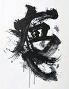 Abstract Calligraphy Art Bold Sweeping Black Brushstrokes Dynamic Expressive Design on White Royalty Free Stock Photo