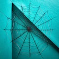 Intricate Spiderweb On Turquoise Background â Macro Nature AI Illustration Royalty Free Stock Photo