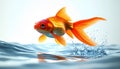 Beautiful goldfish swimming underwater with sunlight and bubbles Royalty Free Stock Photo