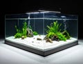 Beautiful planted aquarium with green aquatic plants and white sand Royalty Free Stock Photo