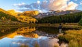 Alpine Reflection at Golden Hour. Royalty Free Stock Photo