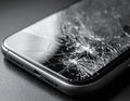 Shattered Smartphone Screen Close up of a Severely Cracked Mobile Phone Display Indicating Damage and Repair Needs Royalty Free Stock Photo