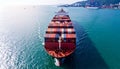 Aerial view container ship from sea port working for delivery containers shipment. Royalty Free Stock Photo