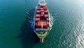 Aerial view container ship from sea port working for delivery containers shipment. Royalty Free Stock Photo