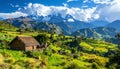 Andean Landscape with Traditional House Royalty Free Stock Photo