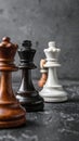 Different chess pieces on dark background. Space for text Royalty Free Stock Photo