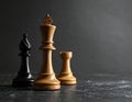 Different chess pieces on dark background. Space for text Royalty Free Stock Photo