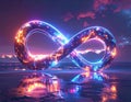 A glowing infinity symbol floating in the air Royalty Free Stock Photo