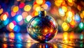 Vibrant Faceted Christmas Ornament with Sparkling Bokeh Lights Royalty Free Stock Photo