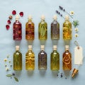 Botanical Infusions in Glass Bottles Royalty Free Stock Photo