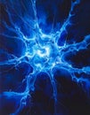 A visually striking abstract image resembling a neuron structure exploding in blue Royalty Free Stock Photo