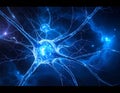 A visually striking abstract image resembling a neuron structure exploding in blue Royalty Free Stock Photo