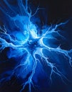 A visually striking abstract image resembling a neuron structure exploding in blue Royalty Free Stock Photo