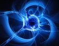A visually striking abstract image resembling a neuron structure exploding in blue Royalty Free Stock Photo