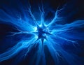 A visually striking abstract image resembling a neuron structure exploding in blue Royalty Free Stock Photo