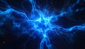 A visually striking abstract image resembling a neuron structure exploding in blue Royalty Free Stock Photo