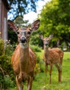 Dears roaming in the backyard Royalty Free Stock Photo