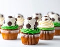 Soccer Cupcakes: Festive Treats for Sports Fans Royalty Free Stock Photo