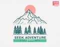 Seek Adventure: Mountain and Forest Illustration Royalty Free Stock Photo