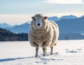 Sheep in Winter Landscape Royalty Free Stock Photo