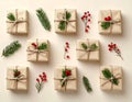Minimalist Christmas Gift Arrangement Royalty Free Stock Photo