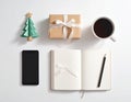 Christmas Planning Flat Lay Royalty Free Stock Photo