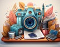 Creative Photography Workspace Illustration Royalty Free Stock Photo
