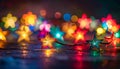 Colorful Star-Shaped Bokeh Lights on Dark Background Royalty Free Stock Photo