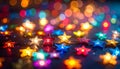 Colorful Star-Shaped Bokeh Lights on Dark Background Royalty Free Stock Photo