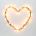 Heart-Shaped String Lights on Neutral Background Royalty Free Stock Photo