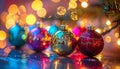 Macro LED Reflections on Christmas Ornaments Royalty Free Stock Photo