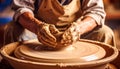 Potter Shaping Clay on Wheel Royalty Free Stock Photo