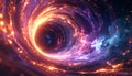 Vibrant Cosmic Wormhole with Swirling Nebula and Stars Royalty Free Stock Photo