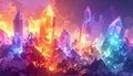 Vibrant Crystal Landscape with Fiery and Icy Hues Royalty Free Stock Photo
