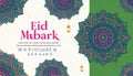 Vibrant Eid Mubarak Greeting Card with Intricate Mandalas and Lanterns Royalty Free Stock Photo
