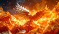 Origami Phoenix Rising from Flames Royalty Free Stock Photo