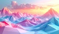 Abstract Polygonal Mountain Landscape at Sunset Royalty Free Stock Photo