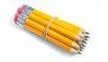 Bundle of Yellow Pencils with Pink Erasers Tied with Rubber Band Royalty Free Stock Photo