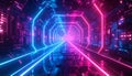 Futuristic Neon Tunnel with Blue and Pink Lights Royalty Free Stock Photo