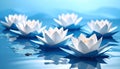 Serene White Lotus Flowers Floating on Calm Blue Water Royalty Free Stock Photo