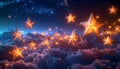 Celestial Stars and Network Connections in a Dreamy Night Sky Royalty Free Stock Photo