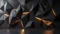 Abstract Dark Geometric Wall with Golden Light Accents Royalty Free Stock Photo