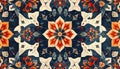 Intricate Floral Mandala Pattern in Deep Blue and Orange Royalty Free Stock Photo